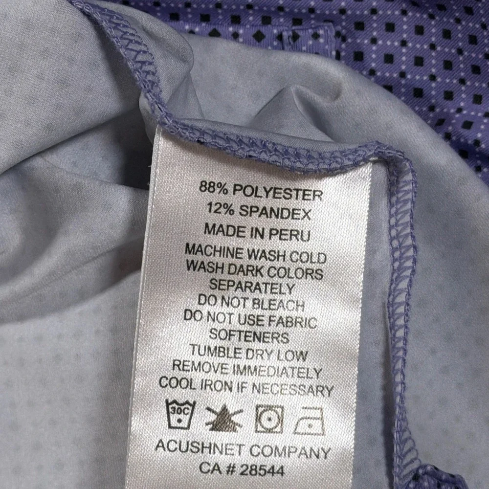 FootJoy Golf Polo Mens Medium Purple Geometric Print Short Sleeve Performance